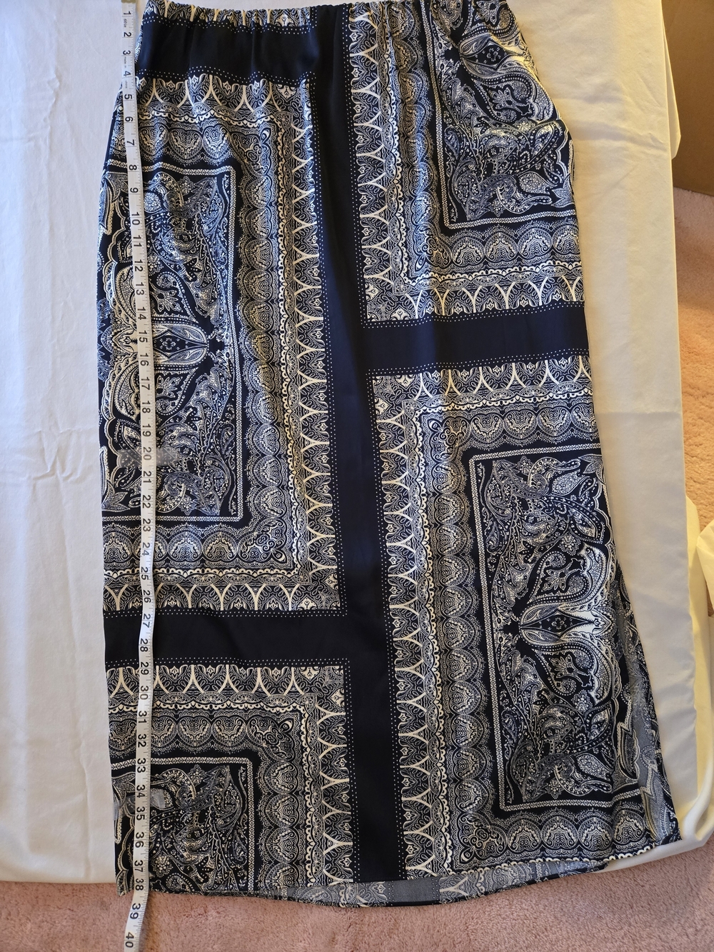 Halogen Navy and White Paisley Print Maxi Skirt